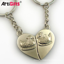 Customize girls ladies half heart metal iron couple paris souvenir keychain